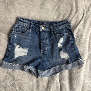 Hollister Blue Distressed Denim Shorts
One slight stain pictured on last slide